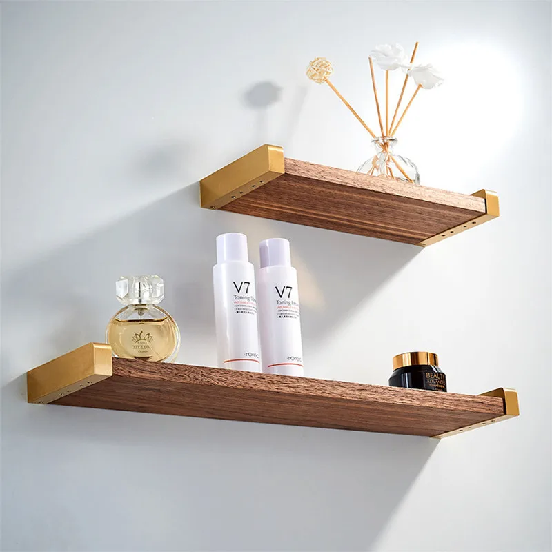 

Bathroom Shelf Walnut Toilet Cosmetic Storage Rack Solid Wood Towel Holder Wall Shelf Tray Bath Shower Rack Home Organizer