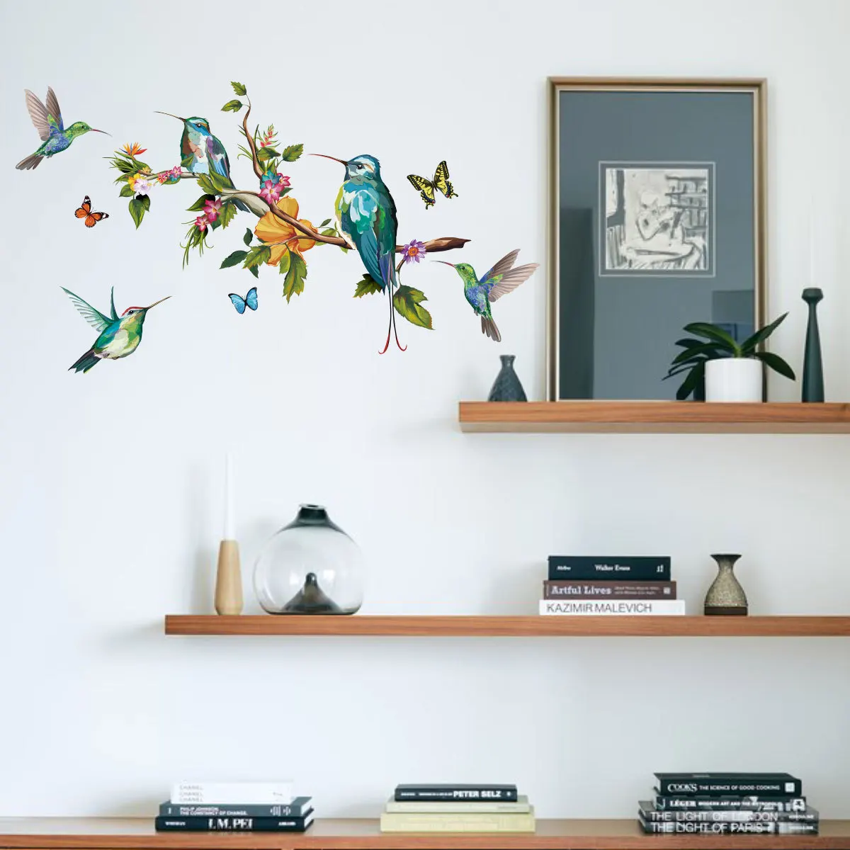 

Hand painted Branch Bird Wall Stickers for Bedroom Living room Decor Multicolor Butterfly Wall Decals Home Decor Kids room Mural