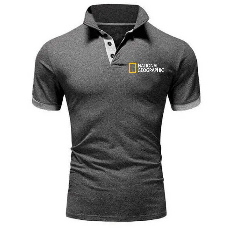 

2021 High quality NATIONAL GEOGRAPHIC CHANNEL Polo classic brand Men Polo Shirt Men Casual solid Short Sleeve cotton polos