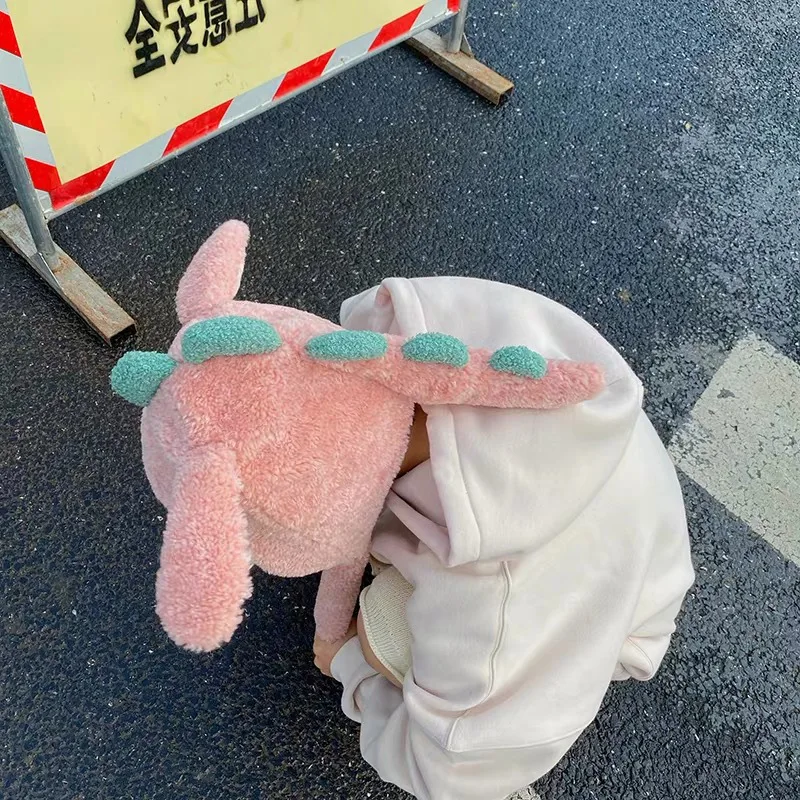 Смешная и движущаяся плюшевая шапка в форме динозавра милая мультяшная теплая с