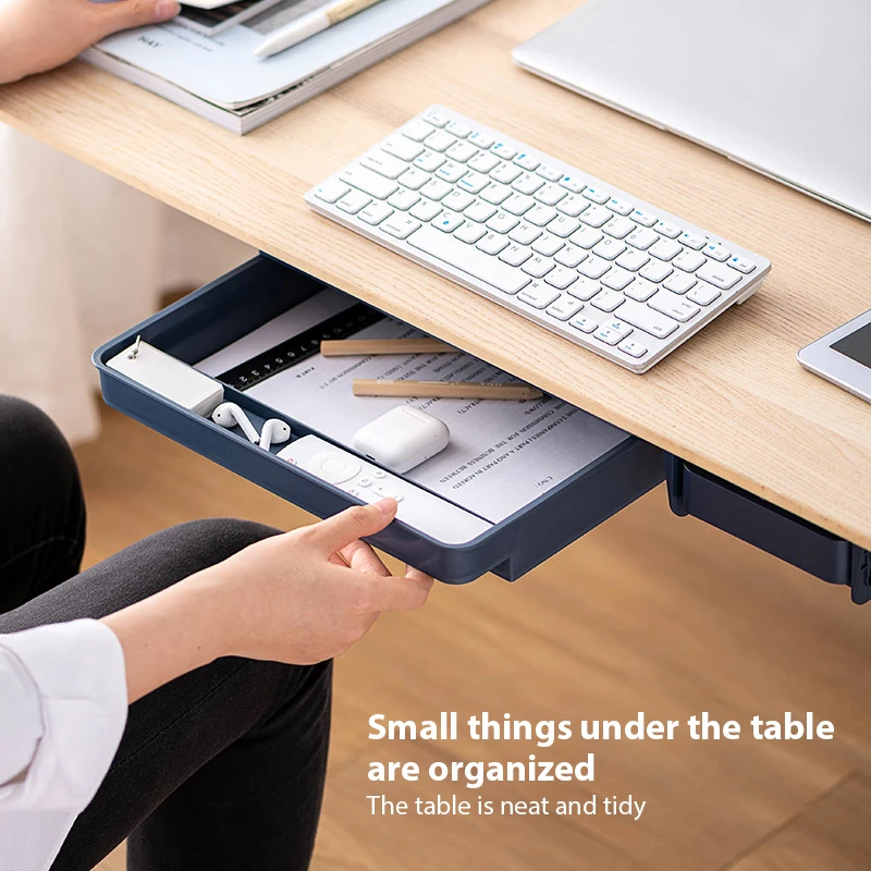

Under The Desk Drawer Storage Box Desktop Office Desk Student Desk Bottom Hanging Hidden Pen Case Under-desk Storage Box