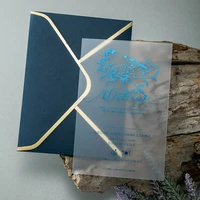 elegant royal frosted translucent acrylic wedding invitation cards with envelopes for engagement birthday invites customizable