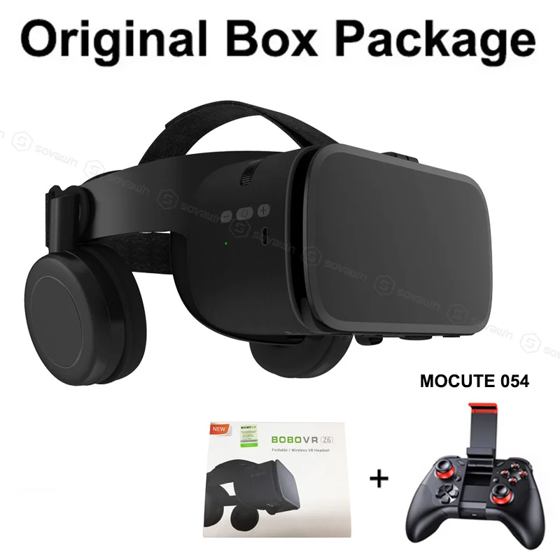 With 054 controller BOBO VR Z6 3D очки Виртуальная реальность для смартфона черный Google Cardboard VR гарнитура шлем Стерео BOBOVR для андроид 4,7-6,2' - Цвет: With 054 controller