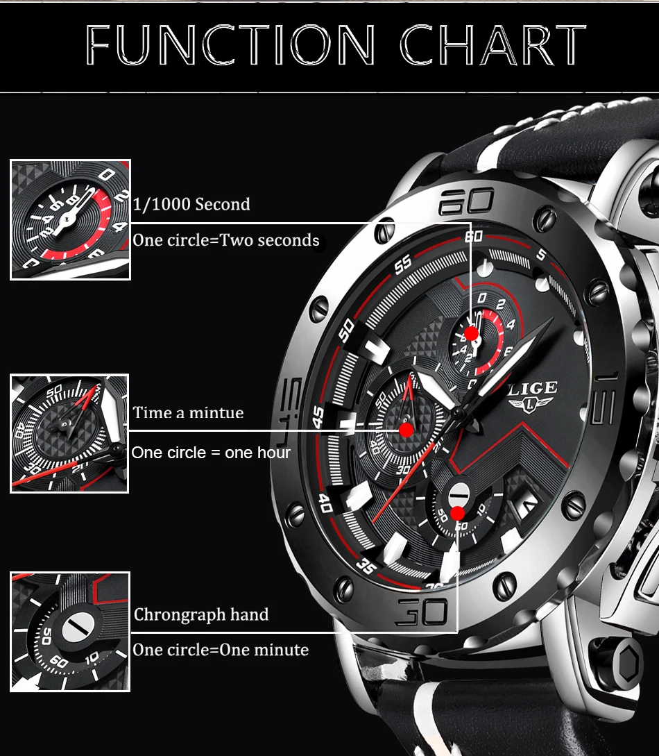 New Fashion Watch Men LIGE Top Brand Sport Watches Mens Quartz Clock Man Casual Military Waterproof WristWatch Relogio Masculino