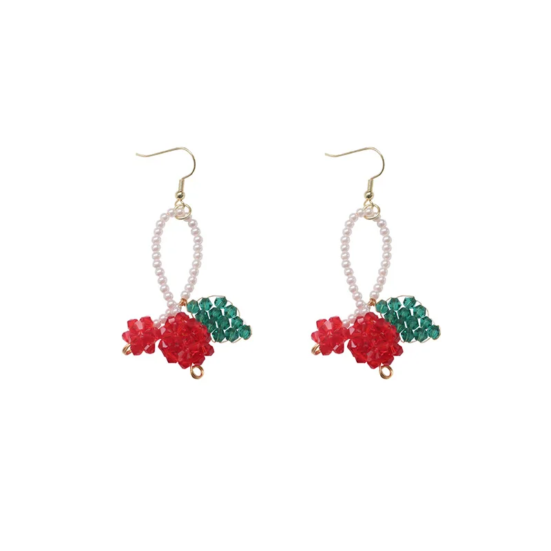

Cherry Earrings 2020 Trend New Fashion Geometric Fine Drop Earrings For Women Contracted Sweet Cherry Modelling Long Earrings