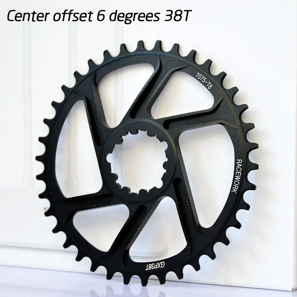 6 degrees 38T Freies deliv RACEWORK Fahrrad Kettenblatt 32 34 36 38t Engen Breite Fahrrad Kettenblatt Pelz GXP XX1 XO CNC AL7075 kurbelFahrrad - Цвет: 6 degrees 38T