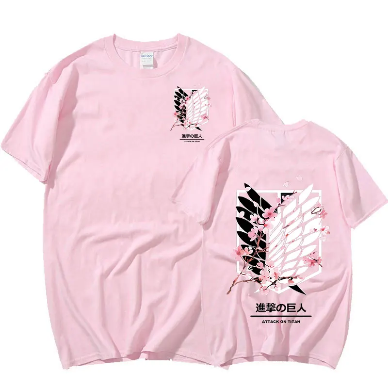 Футболка мужская хлопковая с логотипом аниме атака на Титанов | Мужская одежда