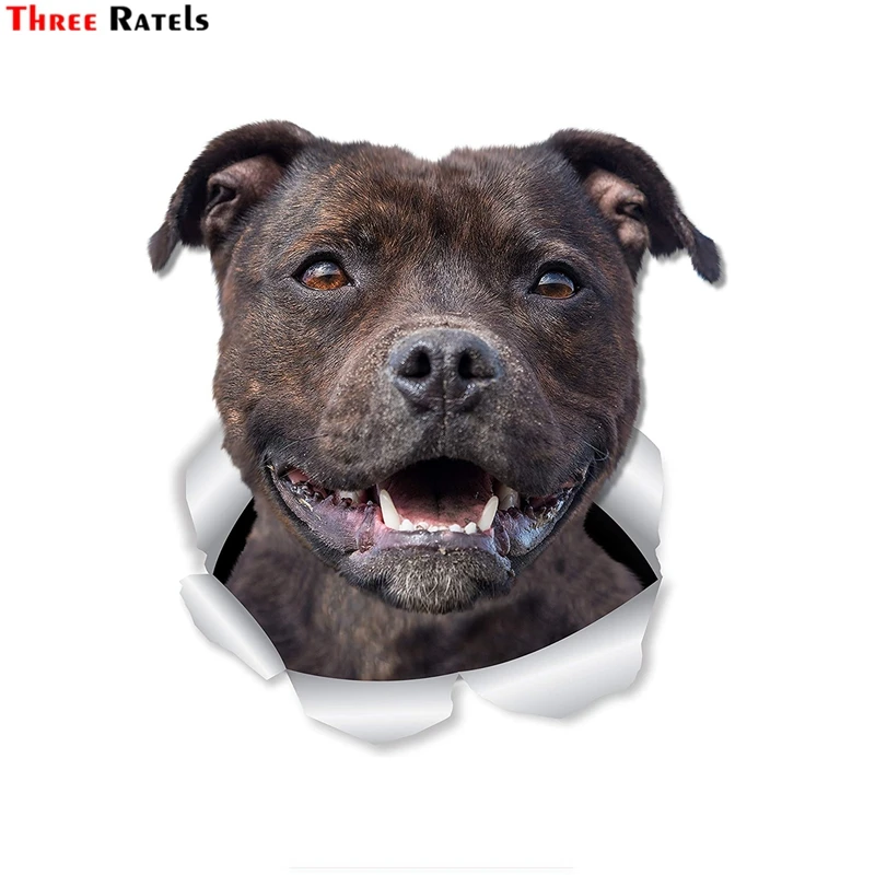 Три Ratels 1055 3D Happy Staffie собака американский стаффордширский наклейка терьера для
