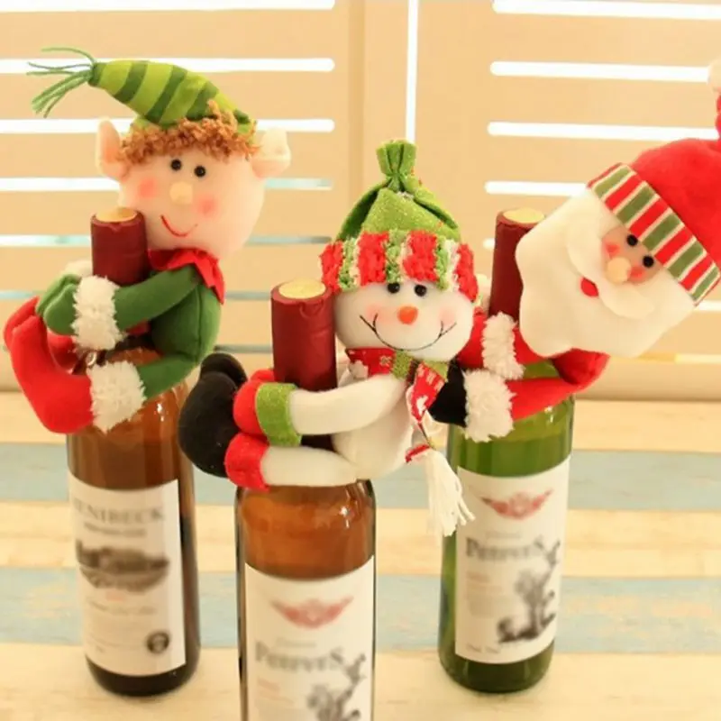 

Wine Bottle Set Simple And Cute Christmas Theme Santa Snowman Print Decoration Material Fine Simple Dream Fashion New Style
