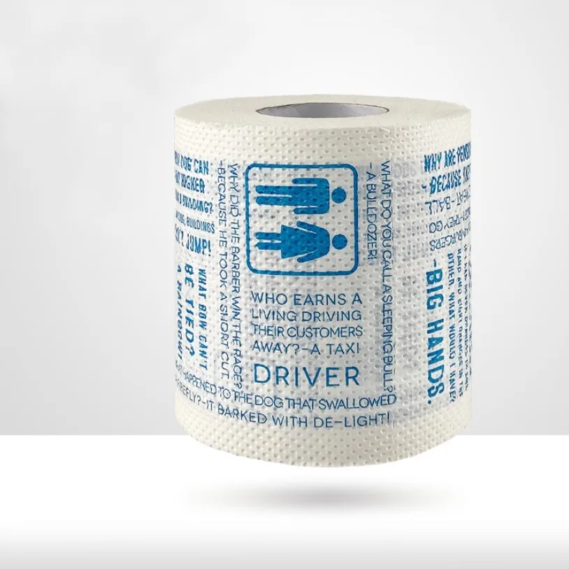 

1roll blue printed toilet roll paper creative WC toilet logo English roll paper towel household wholesale