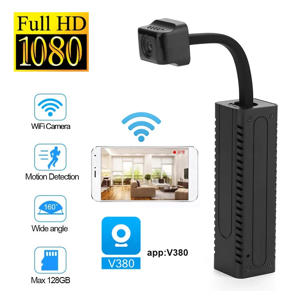 

Мини-камера видеонаблюдения, Wi-Fi, 1080P Full HD, 128 ГБ