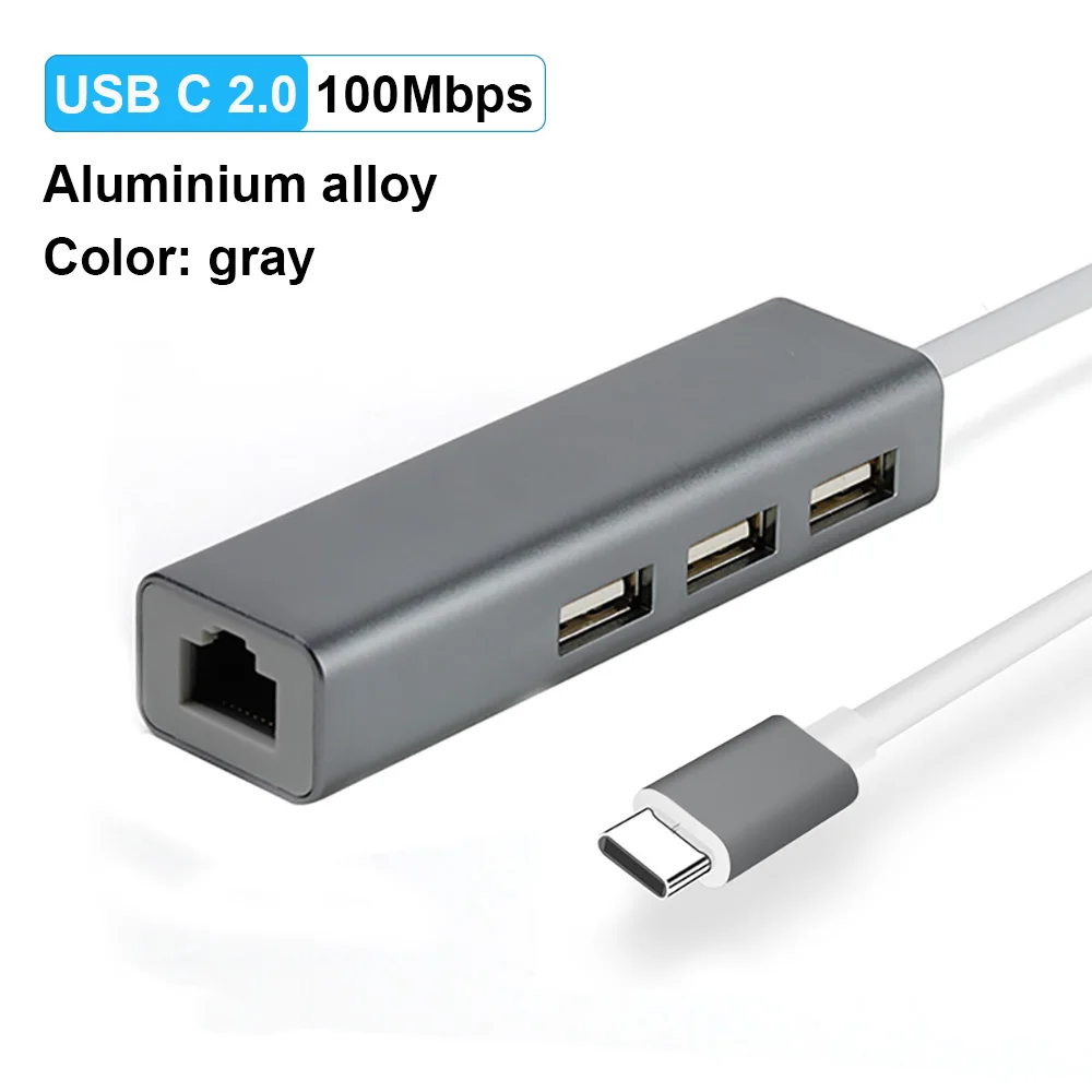 USB C2.0 100M Gray OFCCOM USB C Ethernet USB 3,0 2,0 к RJ45 концентратор 10/100/1000 м Ethernet адаптер Сетевая карта USB Lan для Macbook Windows Tpec C - Цвет: USB C2.0 100M Gray