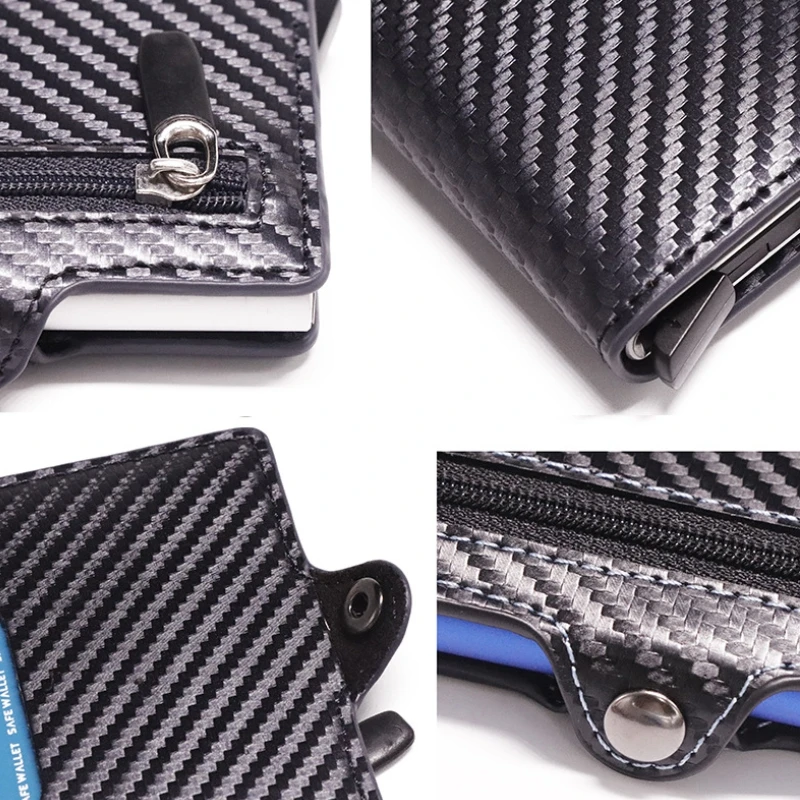 

Minimalist Aluminum Wallet Credit Card Holders RFID Blocking Slim Carbon Fiber Leather Wallets Metal Card Case Coin Pocket Purse