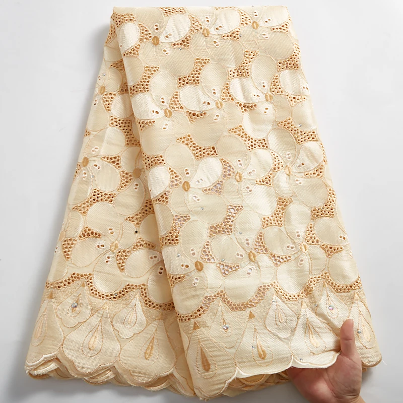 

SJD LACE Mint Green African Cotton Lace Fabric High Quality New Nigerian Embroidered Cotton Fabrics Wedding Women Dresses A 2488