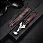 Ремешок из натуральной телячьей кожи для наручных часов, гладкий деловой браслет с автоматической пряжкой-бабочкой, 18 мм 20 мм 22 мм 24 мм