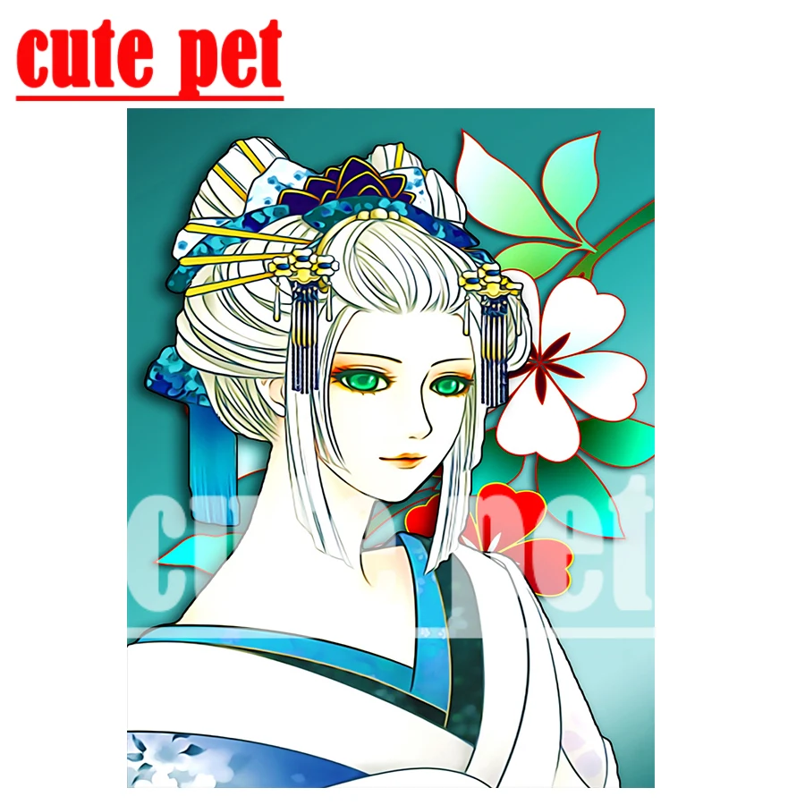 

DIY Japanese Kimono Women full drill diamond Painting full diamond Mosaic Wall Art Decoration painting Decor cross stitches