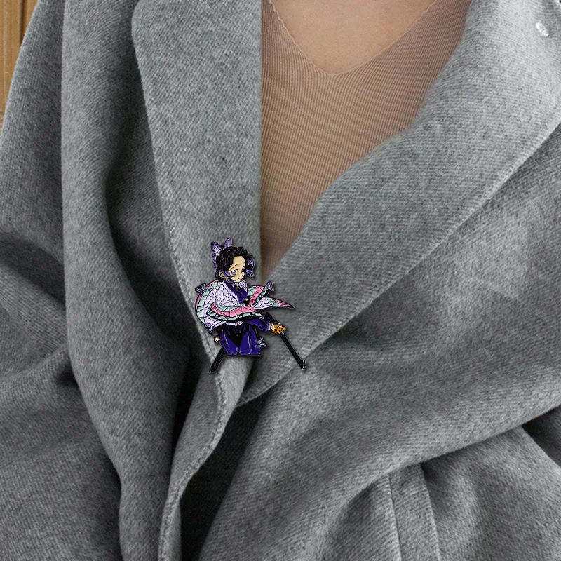 Kimetsu No Yaiba булавка аниме шинобу Кочо значок для дыхания насекомых отличный