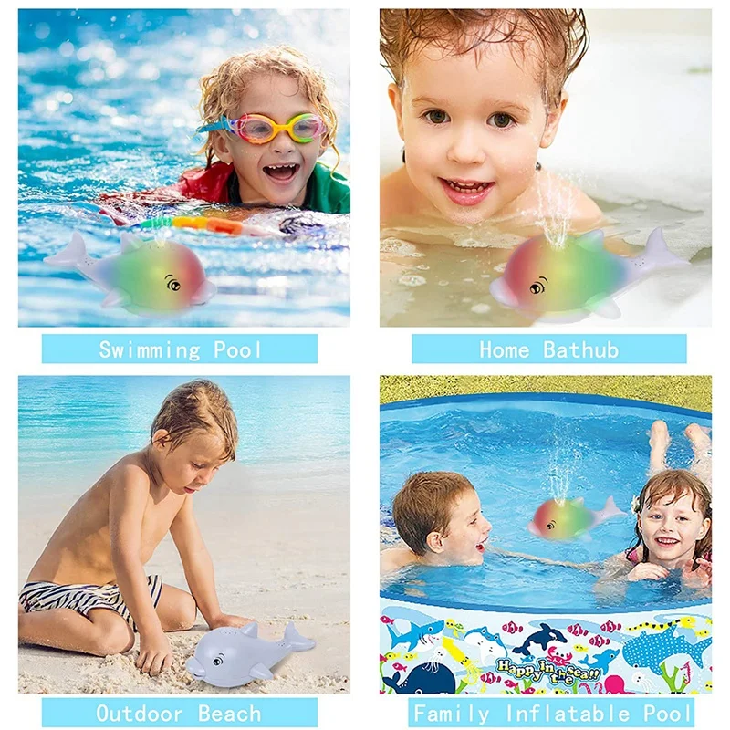 

Baby Bath Toys Light Up Water Spray Dolphin Shower Bathtub Toy with LED Musical Pool Bathroom Toy for Infant Toddler