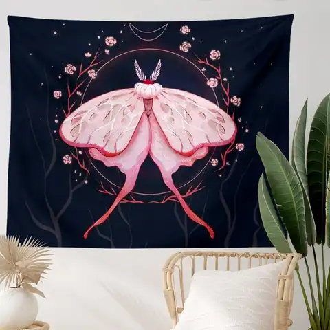 Розовый гобелен с изображением бабочек INS гобелены Moon хиппи гобелен индийская бохо стиле фон настенный гобелен из ткани