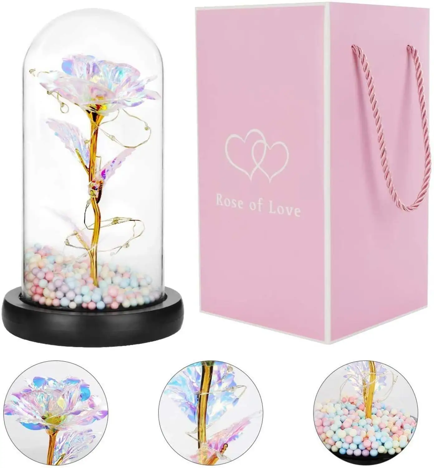 

Galaxy Flower Rose,Beauty and The Beast Rose in Glass, Glass Colorful Rose, Unique Gifts is for GirlfriendChristmas Anniversar