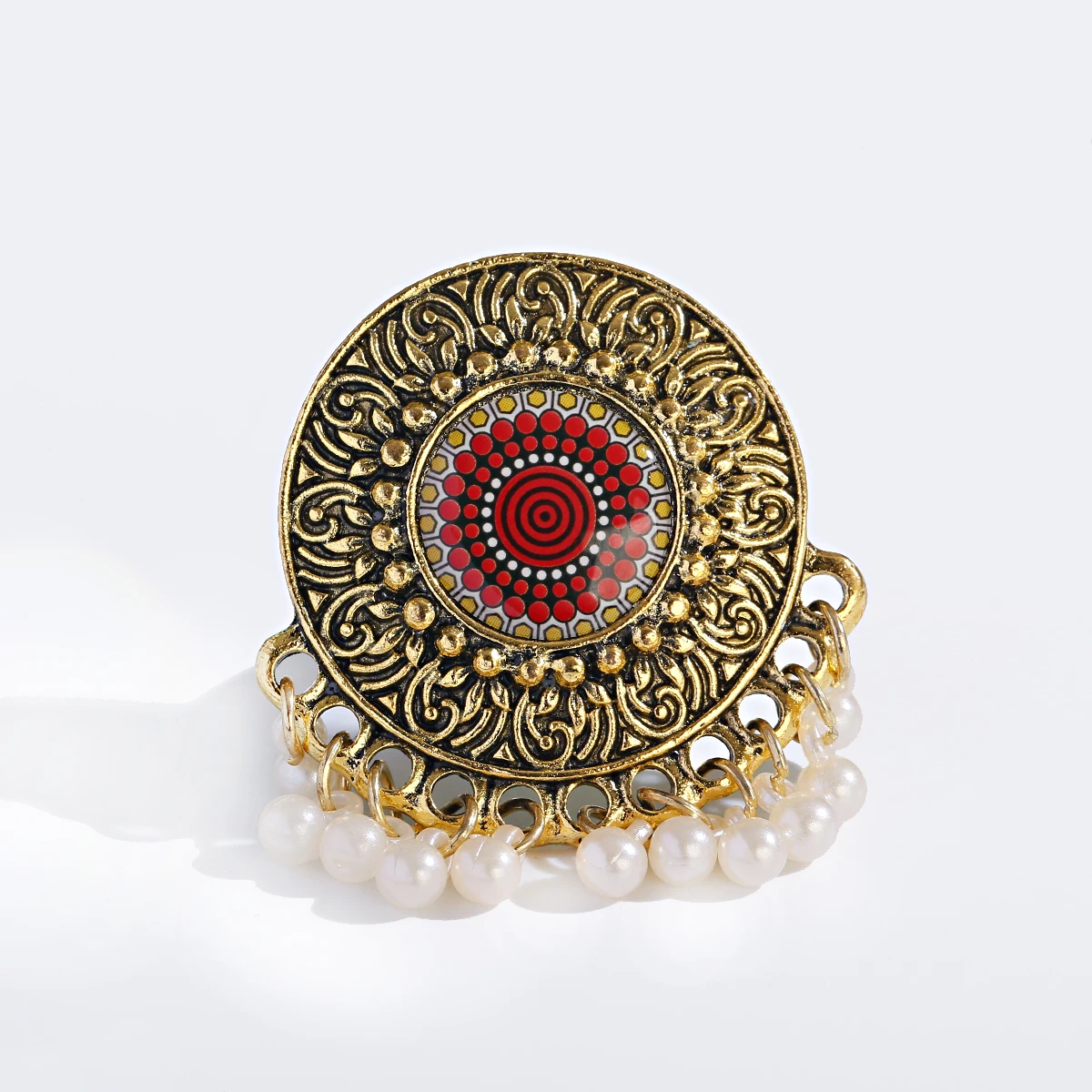 Большие круглые золотые жемчужные кольца в стиле бохо для женщин индийский