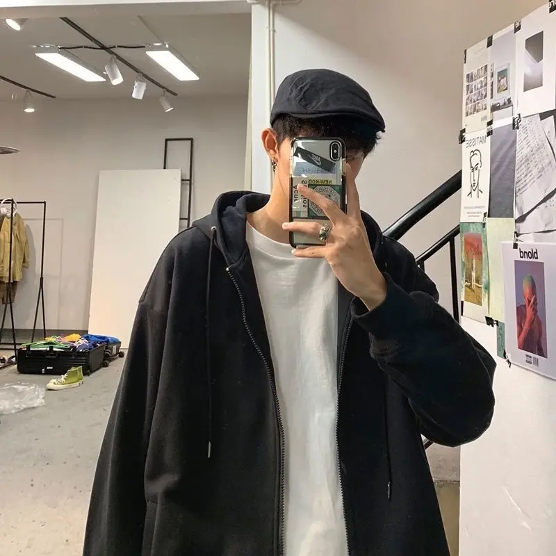 

Men Comfy Pure Hoodies Autumn Fleece Oversized Hooded Sweatshirt Men Hip Hop Hoodie For Men Classic Hoody Pullover Tops white