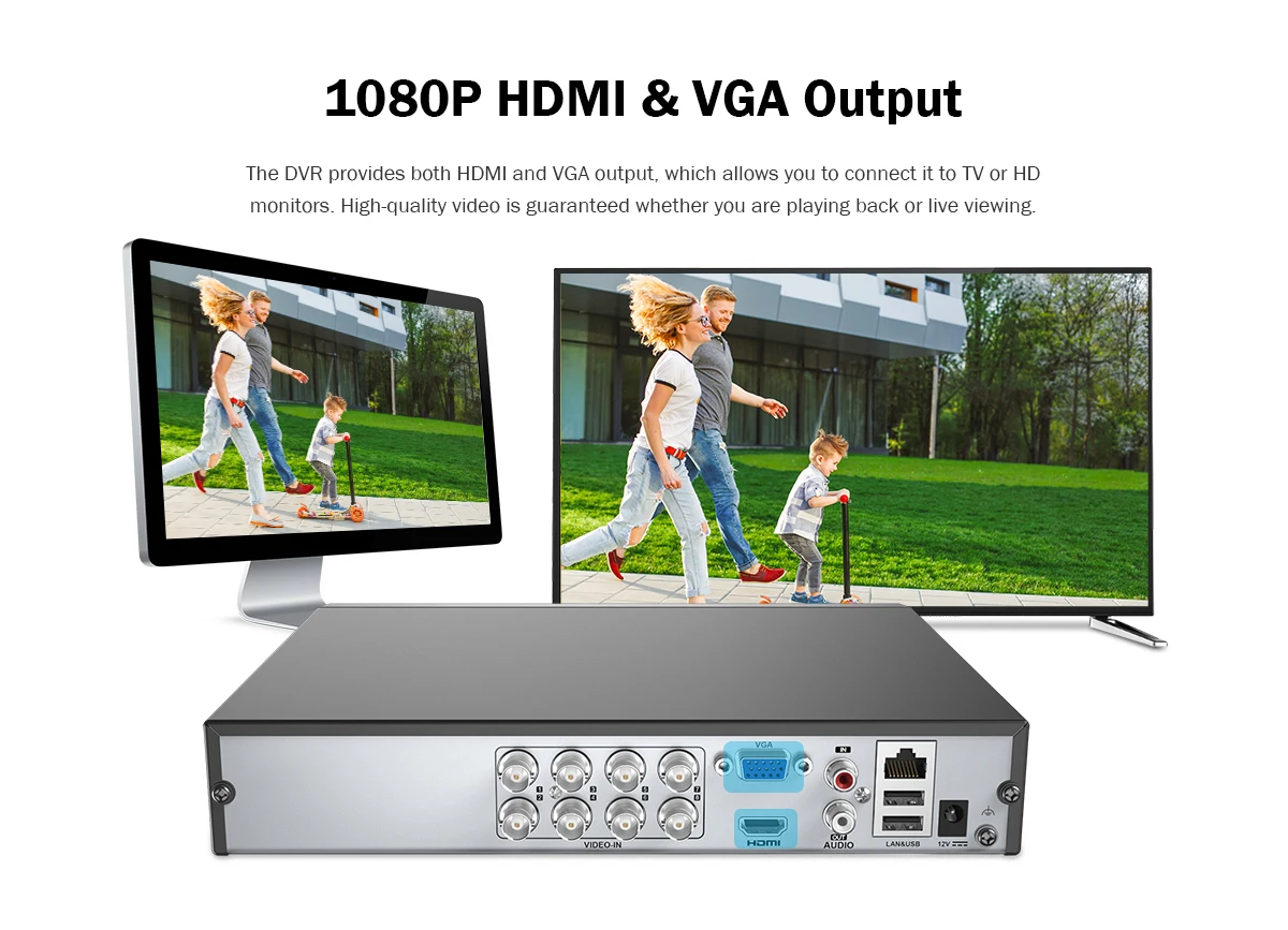 ANNKE 1080N CCTV камера DVR система 8 шт. водонепроницаемый 2.0MP HD-TVI черная купольная камера s домашний комплект видеонаблюдения Обнаружение движения