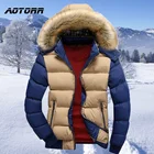 Парка мужская с мехом, теплая зимняя куртка с капюшоном, на флисе, на молнии, в стиле пэчворк, повседневная верхняя одежда