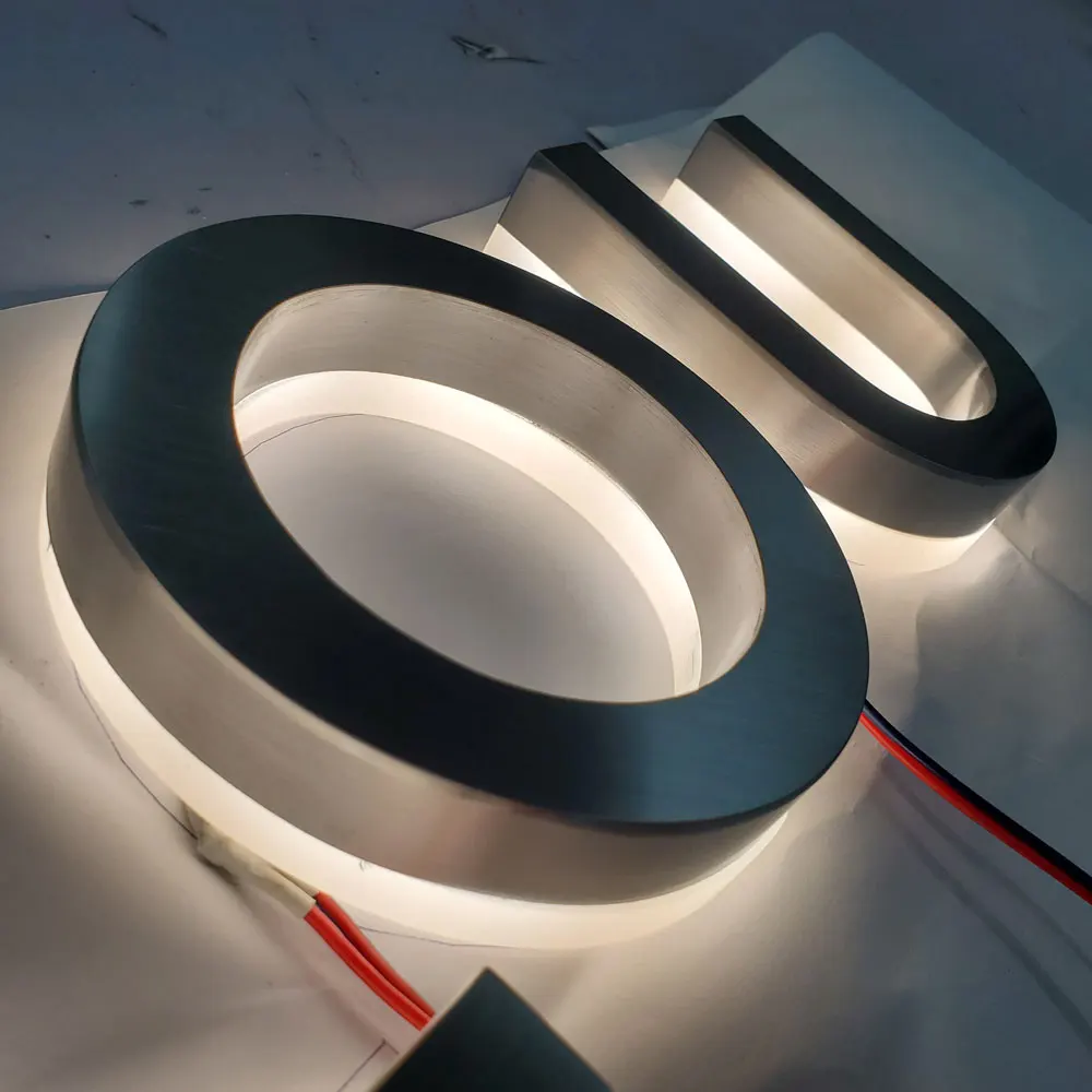 

Personalized Led Channel Letter Brushed SUS Reverse-lit Led Letter Dimensional Letter Reception Wall-letter Logo Advertising