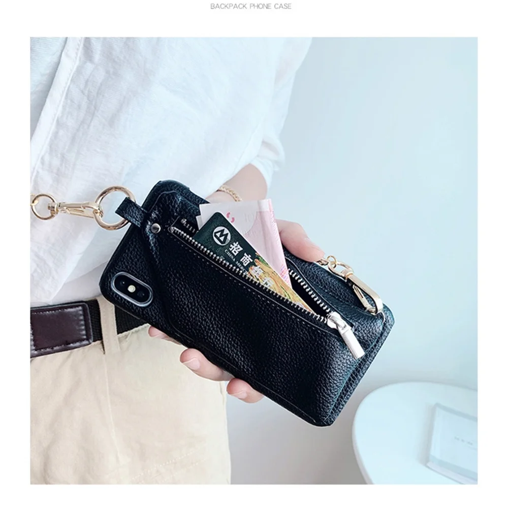 Wallet zipper pocket Crossbody phone case For Samsung Galaxy note 9 10 20 S8/S9/S10E S20 S21 plus ultra long chain shoulder bag