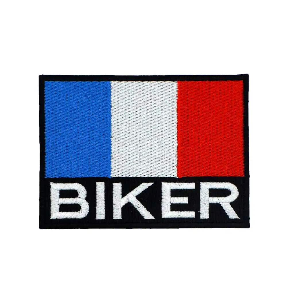 Забавные байкерские мотоциклетные нашивки с французским флагом термоклейкой