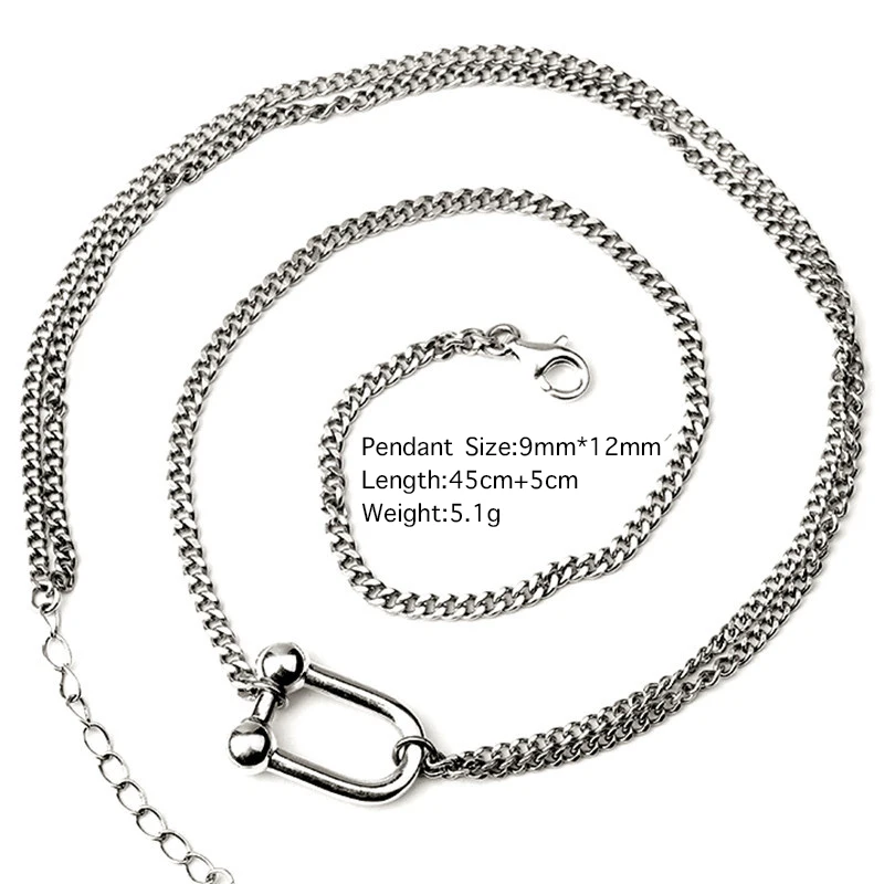 Корейская мода U образный кулон тайский серебряный цвет ретро ожерелье для