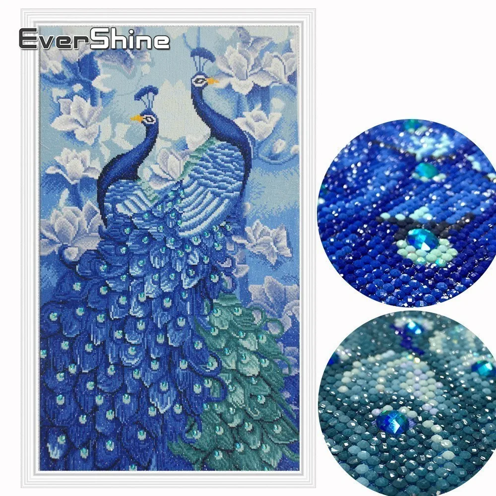 EverShine 5D DIY Алмаз Вышивка животного особой формы живопись Павлин фотографии Стразы