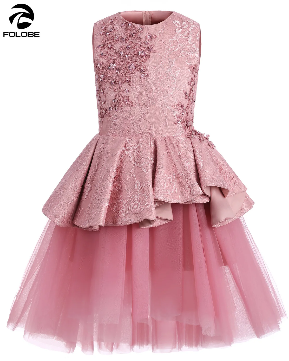 FOLOBE розовые цветочные платья для девочек на свадьбу трапециевидные тюлевые