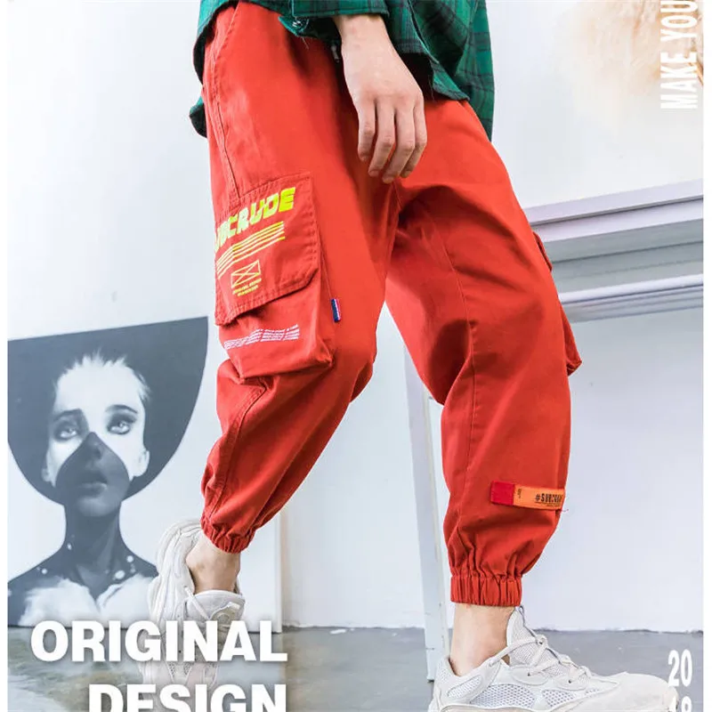 5XL перевозки грузов с буквенным принтом штаны в стиле хип хоп черные брюки