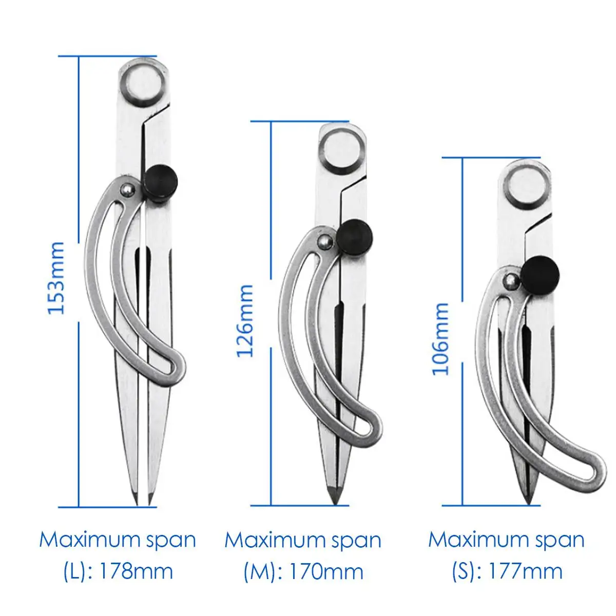 

153/126/106mm Spacing Compass-Adjustable Leather Craft Rotating Tool DIY Edge Creaser Stitch Sewing Leather Metal Craft Tools