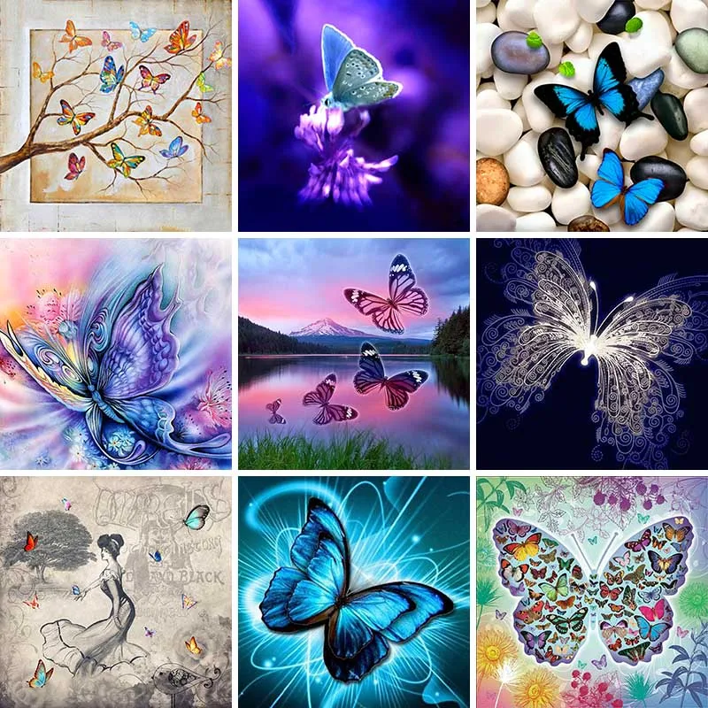 

Butterfly Diamond Embroidery Pattern DIY Needlework Diamond Painting Lake Stones Cross Stitch Full Picture Rhinestone Decor K17