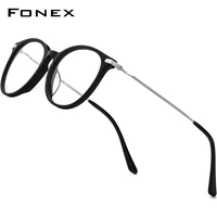 fonex titanium optical eyeglasses frame men 2021 retro round prescription glasses women myopia acetate spectacles eyewear f85670