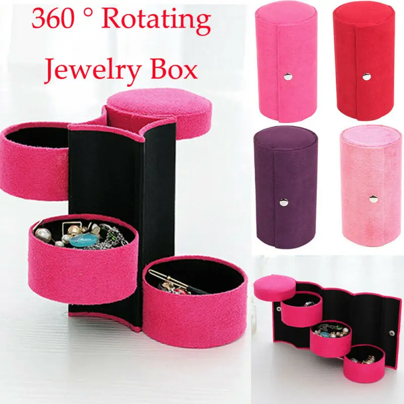 NEW Portable Jewelry Box 360° Rotating Necklace Bracelet Ring Storage Organizer | Дом и сад