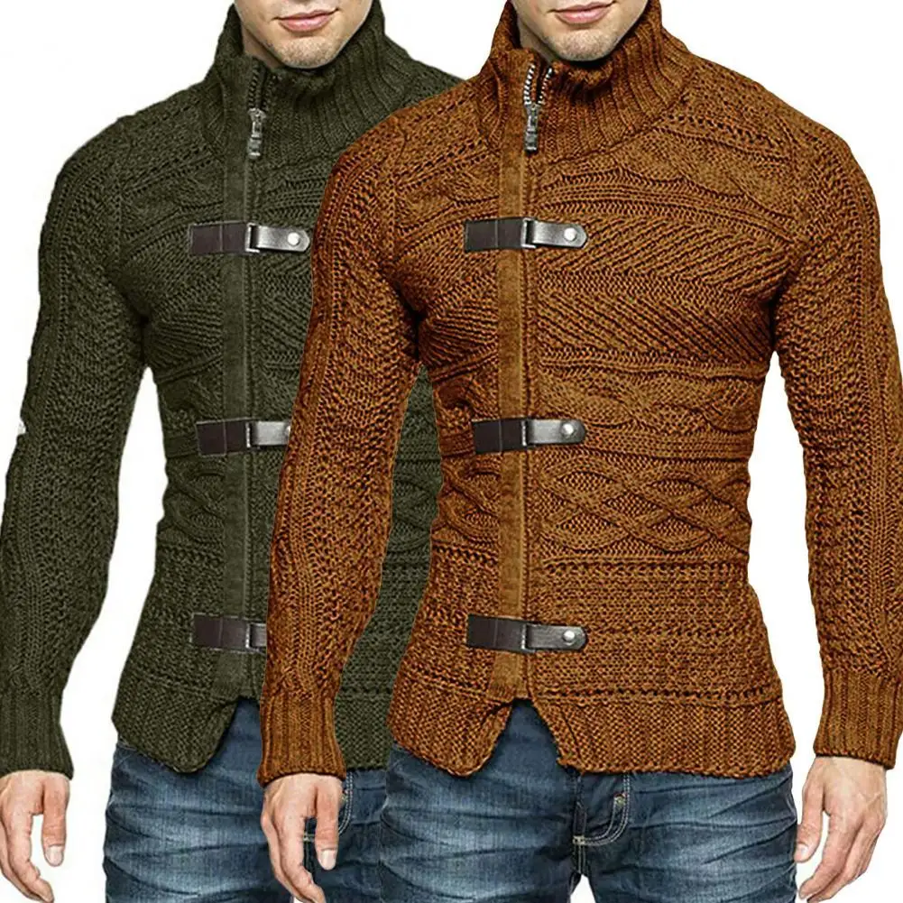 Men's Sweaters Stretchy Stylish Acrylic Fiber Loose Sweater Coat Causal-Solid Color Slim Fit Turtleneck Pullovers Sweater