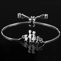 family series friendship metal bracelet mom daughter sister heart silver color chain woman couple mothers day jewelry new gifts