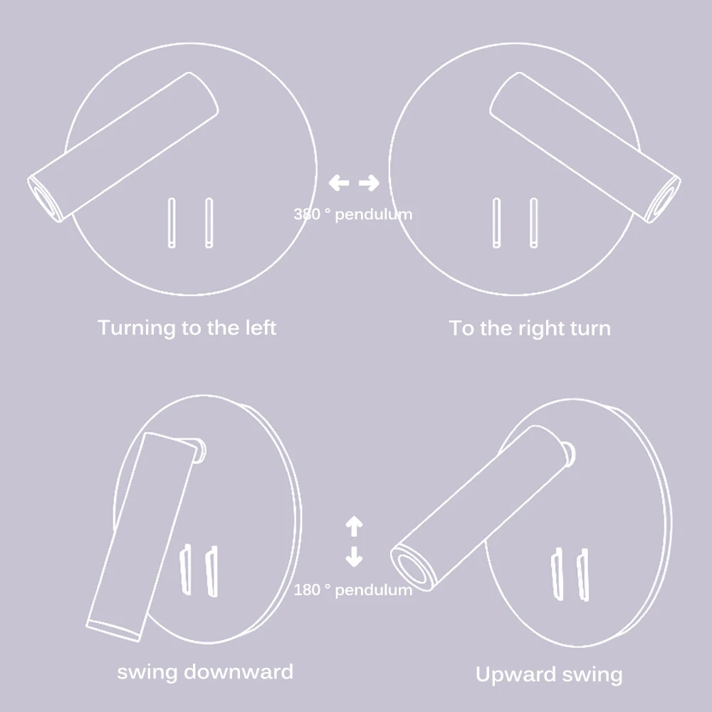 Светодиодная настенная лампа регулируемый прикроватный светильник с вращением