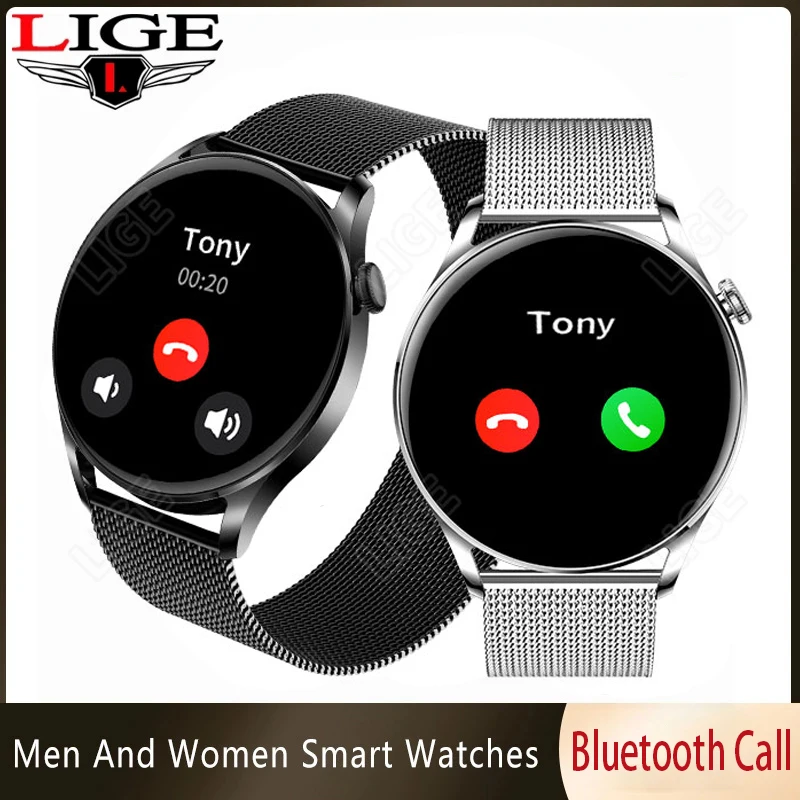 

Смарт-часы LIGE мужские водонепроницаемые с поддержкой Bluetooth и Пульсометром