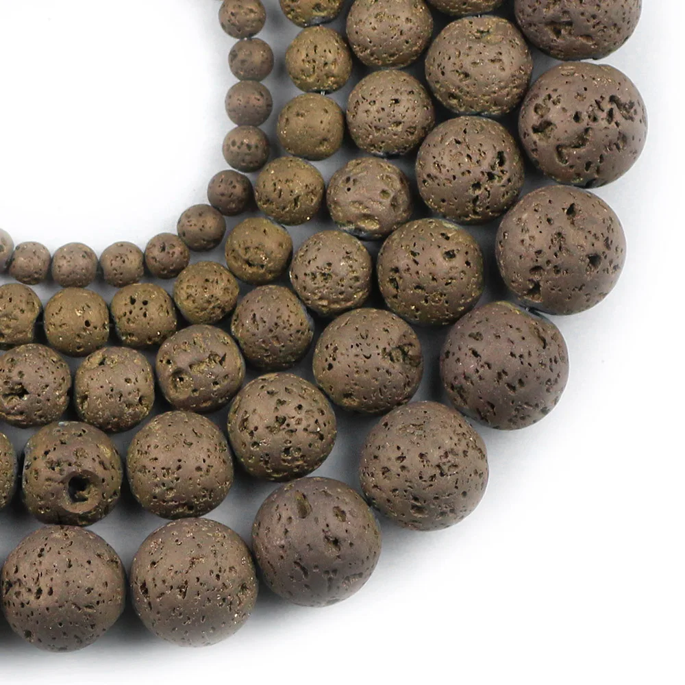 YHBZRET бусины из натурального камня и вулканической лавы с бронзовым покрытием для