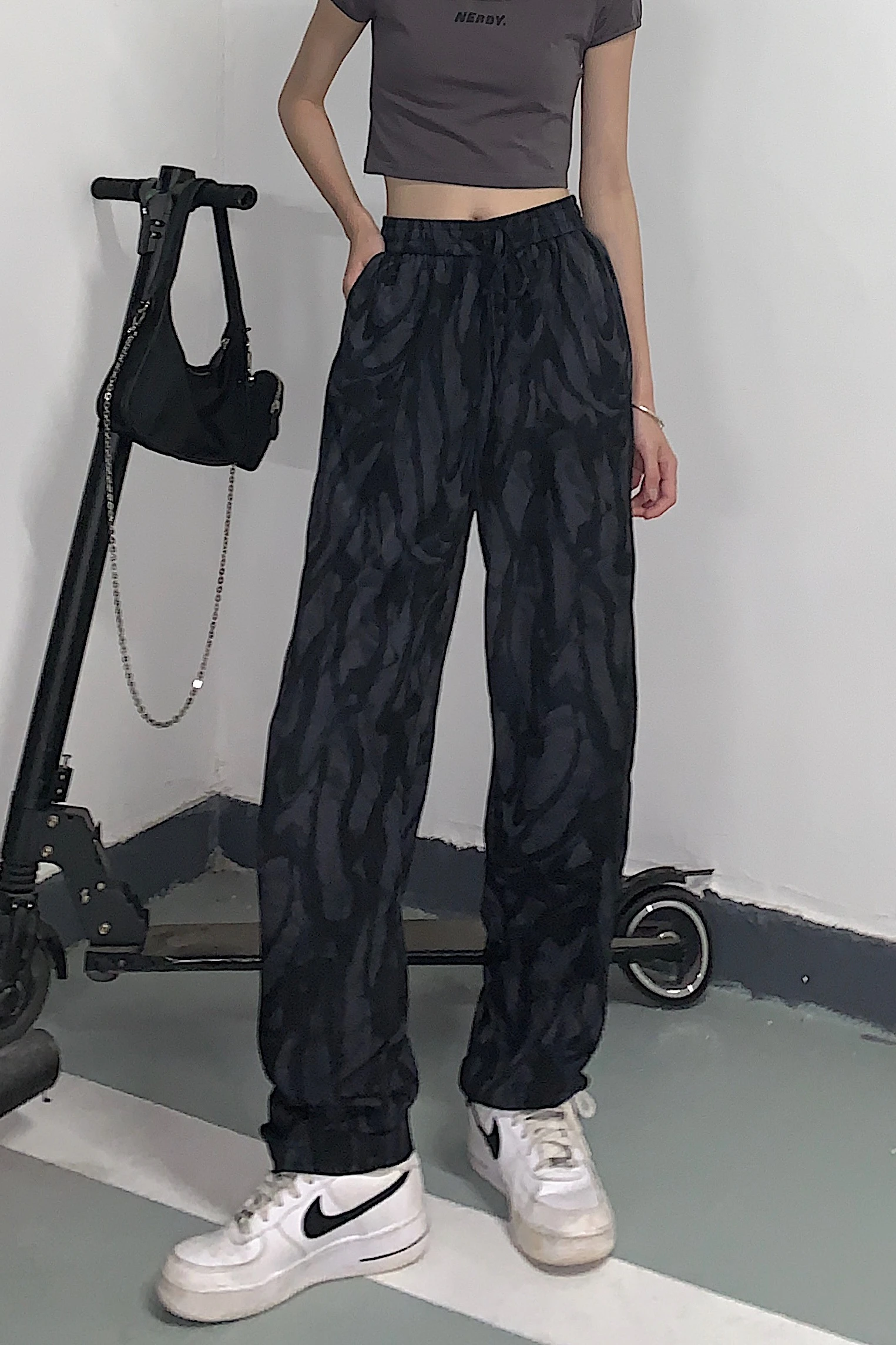 

High street wide leg pants women's summer thin tie dyed straight pants loose high waist BF casual pants fashion