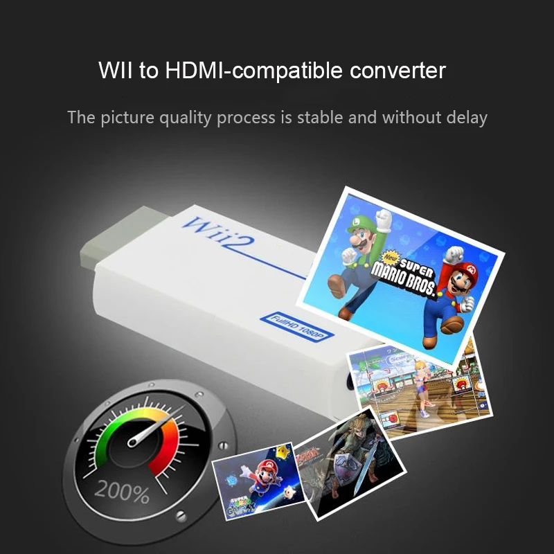 

1pcs Support 720P 1080P Original For Wii to HDMI-compatible Adapter Converter 3.5mm Audio For HDTV Wii2HDMI-compatible