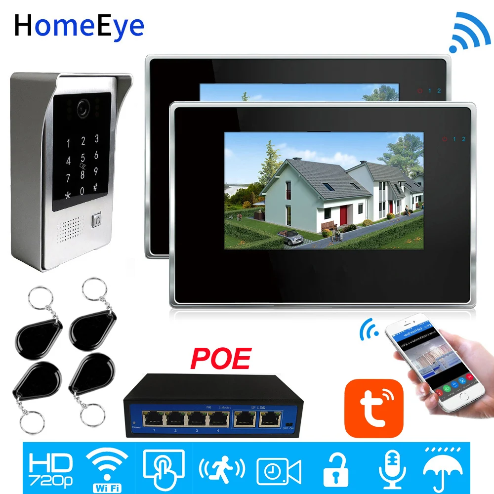 Приложение TuyaSmart IP видеодомофон POE Система 720P Wifi видео телефон двери 7
