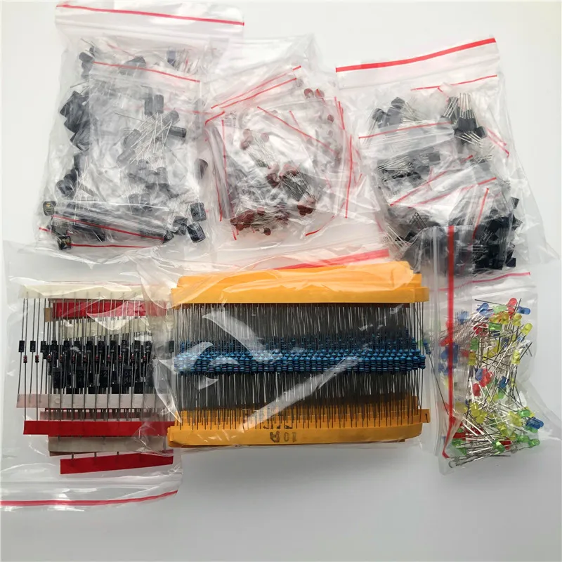 

1400pcs Electronic Components Kit Assortment LED Diodes Transistor Electrolytic Capacitors Resistors For arduino PCB DIY