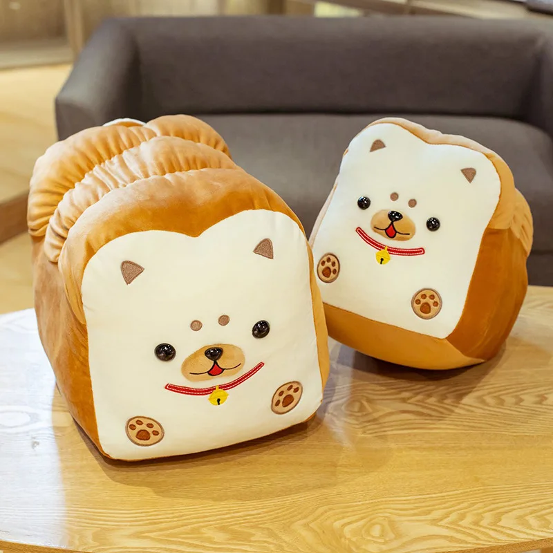 

30/40CM Kawaii Shiba Plush Toys Bread Toast Shaped Soft Pillow Stuffed Plush Dolls Toys for Children Sofa Cushion Birthday Gift
