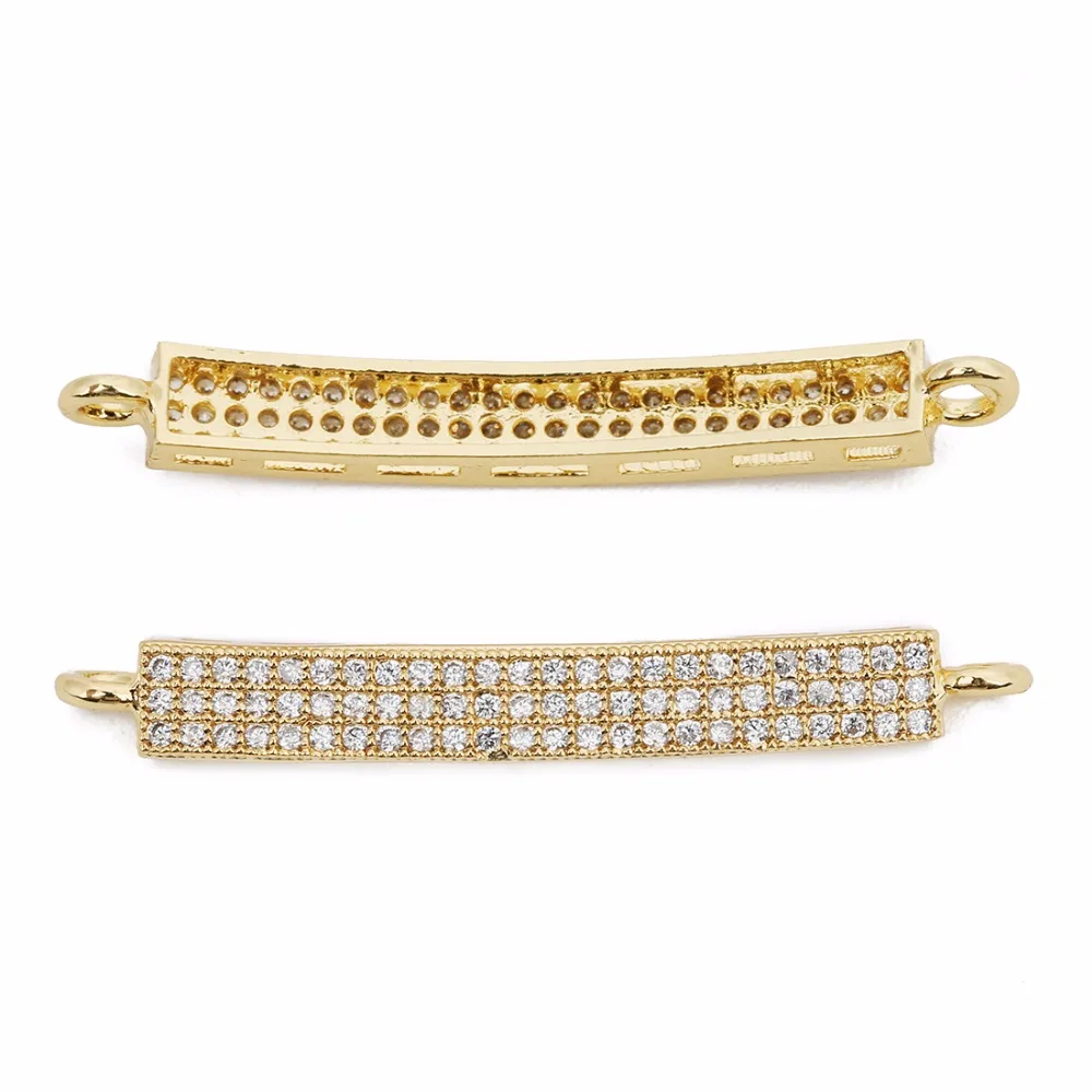 

Gold/ Silver Plated Zircon Copper Tube Connectors Charms 5*41mm Connectors For DIY Jewelry Makings Pendant For Bracelets
